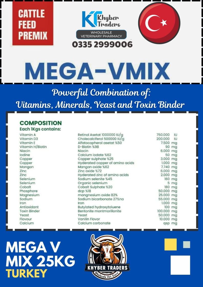 Mega V Mix 25kg Turkey — Feed Premix & Minerals Mixture | Khyber Traders